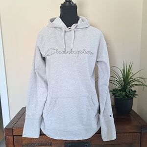 Champion Hoodie Light Grey Womens Medium Sweatshirt Cotton Blend
